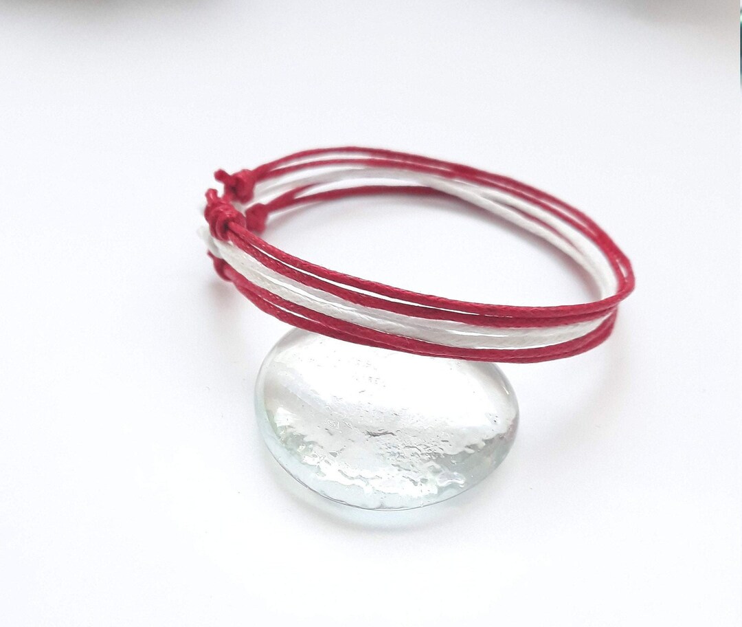 Set of 3 Bracelets in Red and White, Bracelets With the Flag of Canada