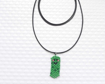 Beaded Pickle Necklace, Kawaii Food Jewelry