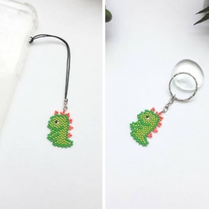 Dinosaurier Schlüsselanhänger, Dinosaurier Handy Zubehör, Dino Perlen, Charm für Tasche oder Rucksack