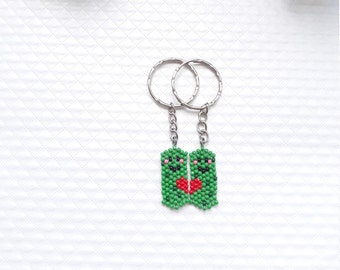 Beaded Pickle Keychain Set, Kawaii Best Friend Gift