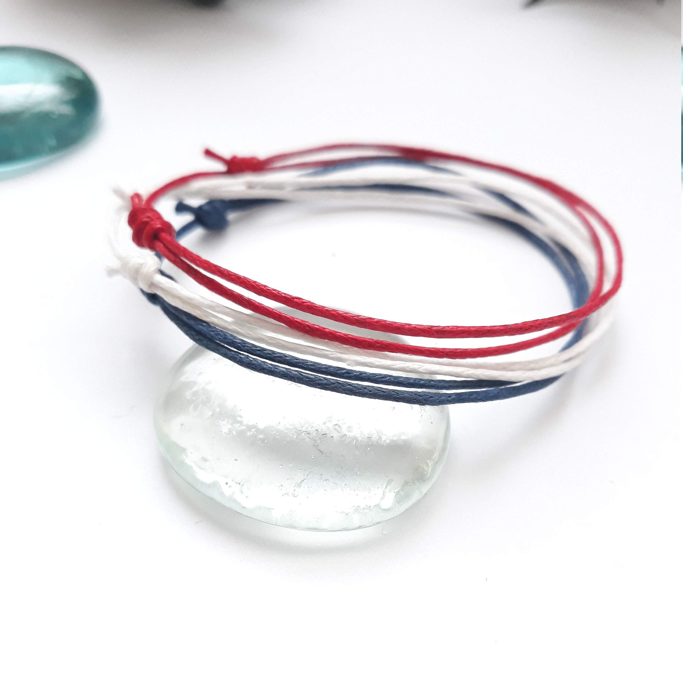 Bracelets with French flag, Set of 3 bracelets blue white and red, I love France, French flag, Friendly bracelets