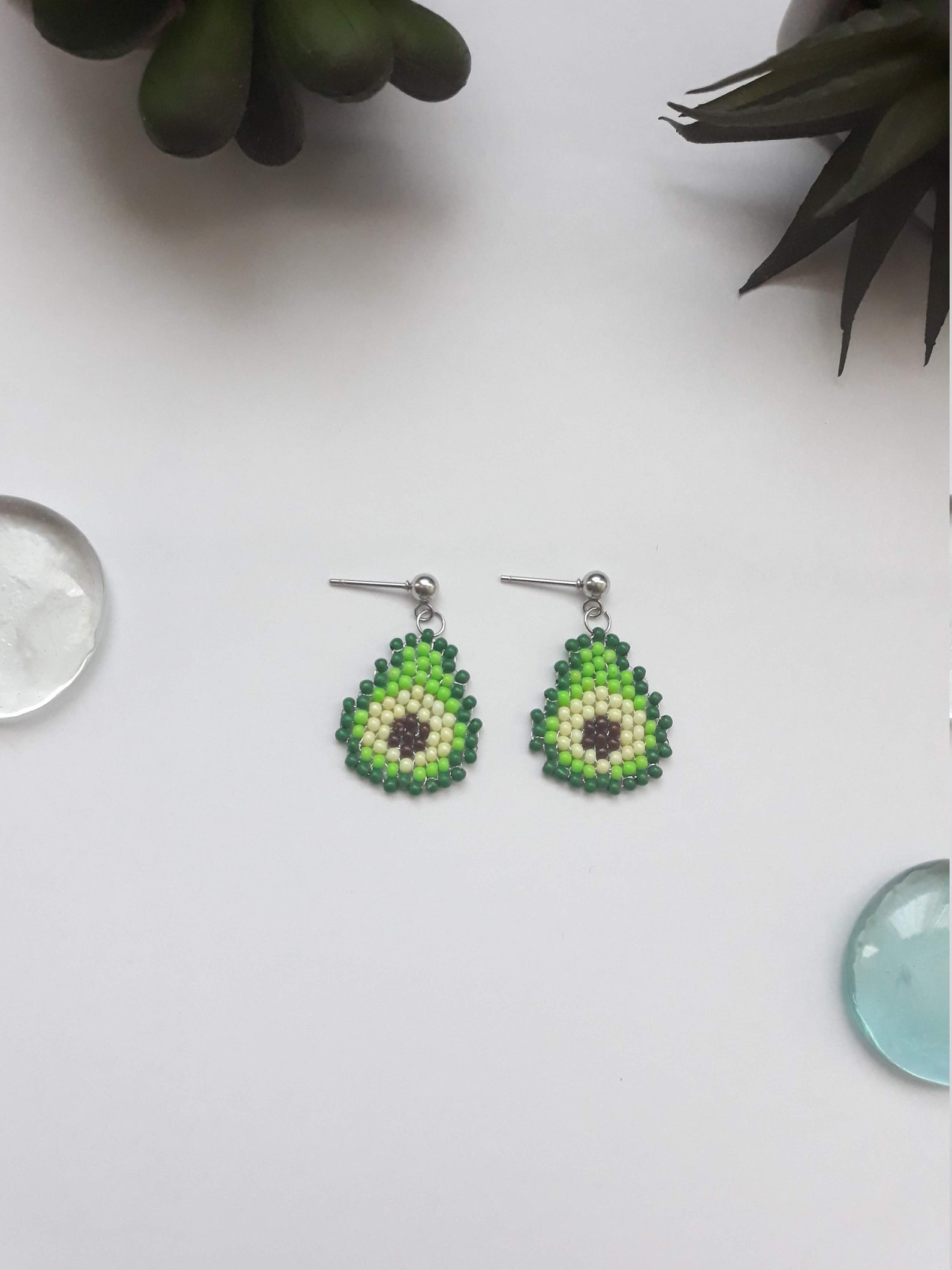 Jewelry Set With Avocado, Avocado Beads, Handmade Jewelry With Food
