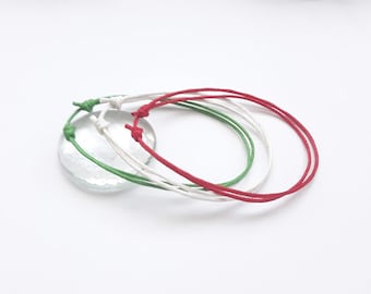 Pulsera con la bandera italiana: joyería patriótica con cordón encerado