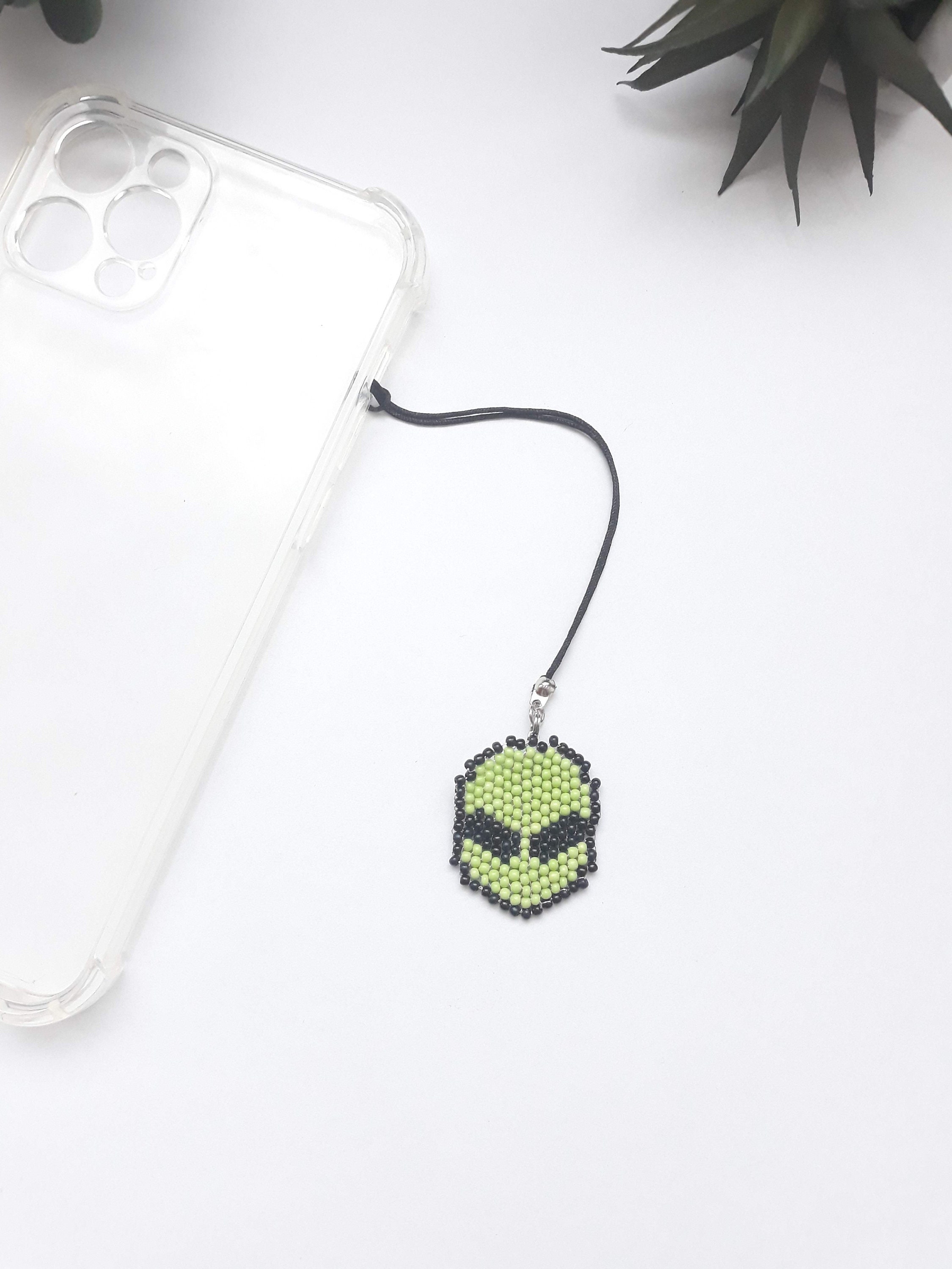 Beaded Alien Phone Charm: Handmade UFO Keychain - Etsy