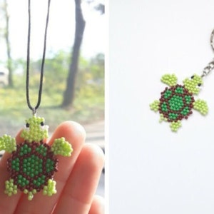 Car Accessories Small Turtle, Turtle Bead Keychain,Green tortoise mascot for well-being, Handmade Turtle,Car accessory for women