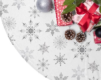 Christmas Tree Skirts, Tree Skirt, Silver snowflake tree skirt