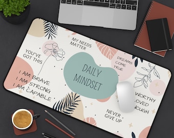 Daily Mindset Motivational Desk Mat, Positive Affirmation Desk Mat, Desk Decor Unique