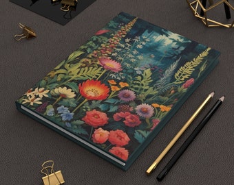 Vibrant floral cottagecore journal hardcover matte diary ruled notebook