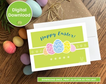 Joyeuses Pâques, carte de Pâques pliante, lapin de Pâques, carte de panier de Pâques, cadeau de Pâques, carte de Pâques imprimable, carte de Pâques numérique, carte de Pâques