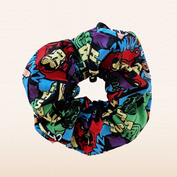 Comic Heroes Scrunchie | Cotton Fabric | Handmade Hair Donut