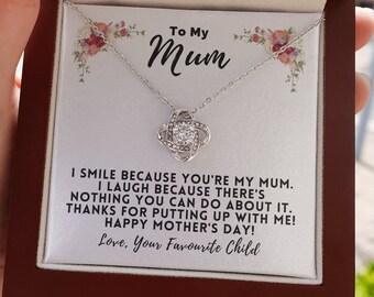 To My Mum Funny Mother's Day Gift from Favourite Child | Mother's Day Card Funny | Mum Necklace | Necklace for Mom | Mother's Day Necklace