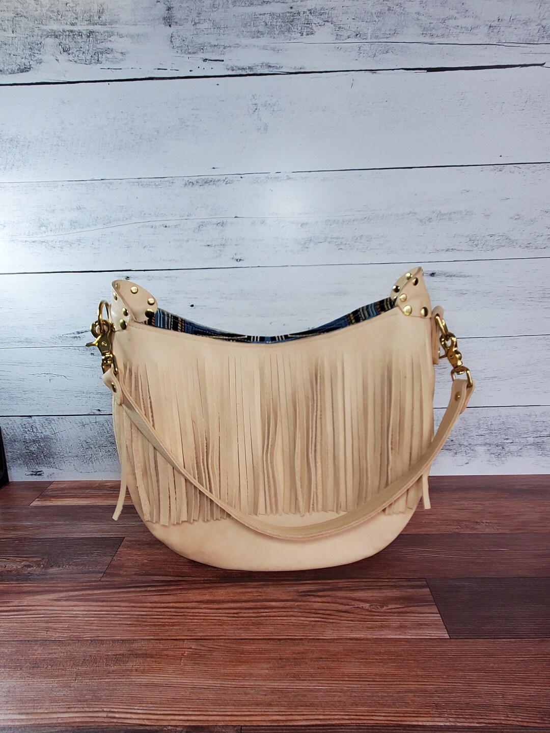 Leather Fringed Hobo Bag Etsy