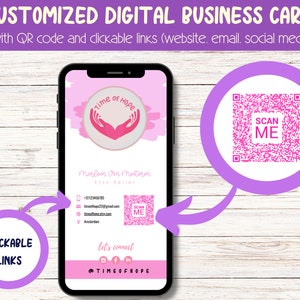 Biglietto da visita con codice QR, biglietti da visita digitali con modello di link cliccabili, download digitale, personalizzato, personalizzabile, fatto per te