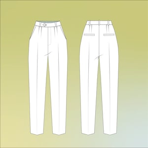 High Waist Straight Bottom Trousers Flat Templates / Technical Drawings / Fashion CAD Designs for Adobe Illustrator / Fashion flat sketch