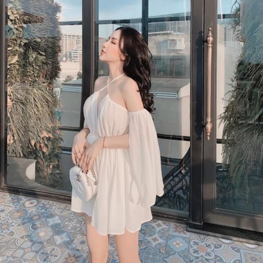 The Right Shoulder Is Gathered  Mini Dress