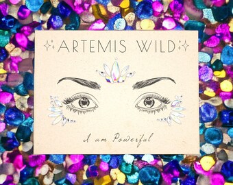 Premium Face Gems - with "I am Powerful" Affirmation Ritual - Durable, Long-Lasting Adhesive for Festivals, Dance, Rave