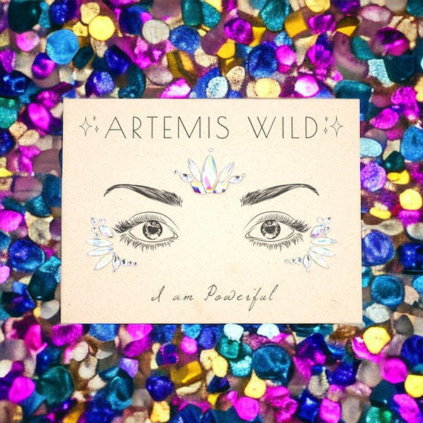 Premium Face Gems - with "I am Powerful" Affirmation Ritual - Durable, Long-Lasting Adhesive for Festivals, Dance, Rave