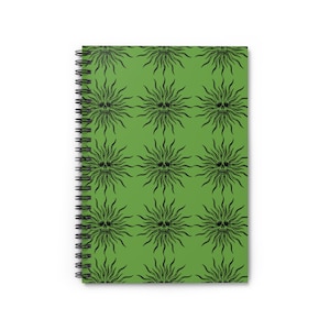 Boho Journal, Spiral Notebook, Creative Journal for Daily Thoughts, Green Journal, Fun Skull Design