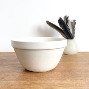 Vintage White Ironstone Pudding Basin: English Country Kitchen Bowl