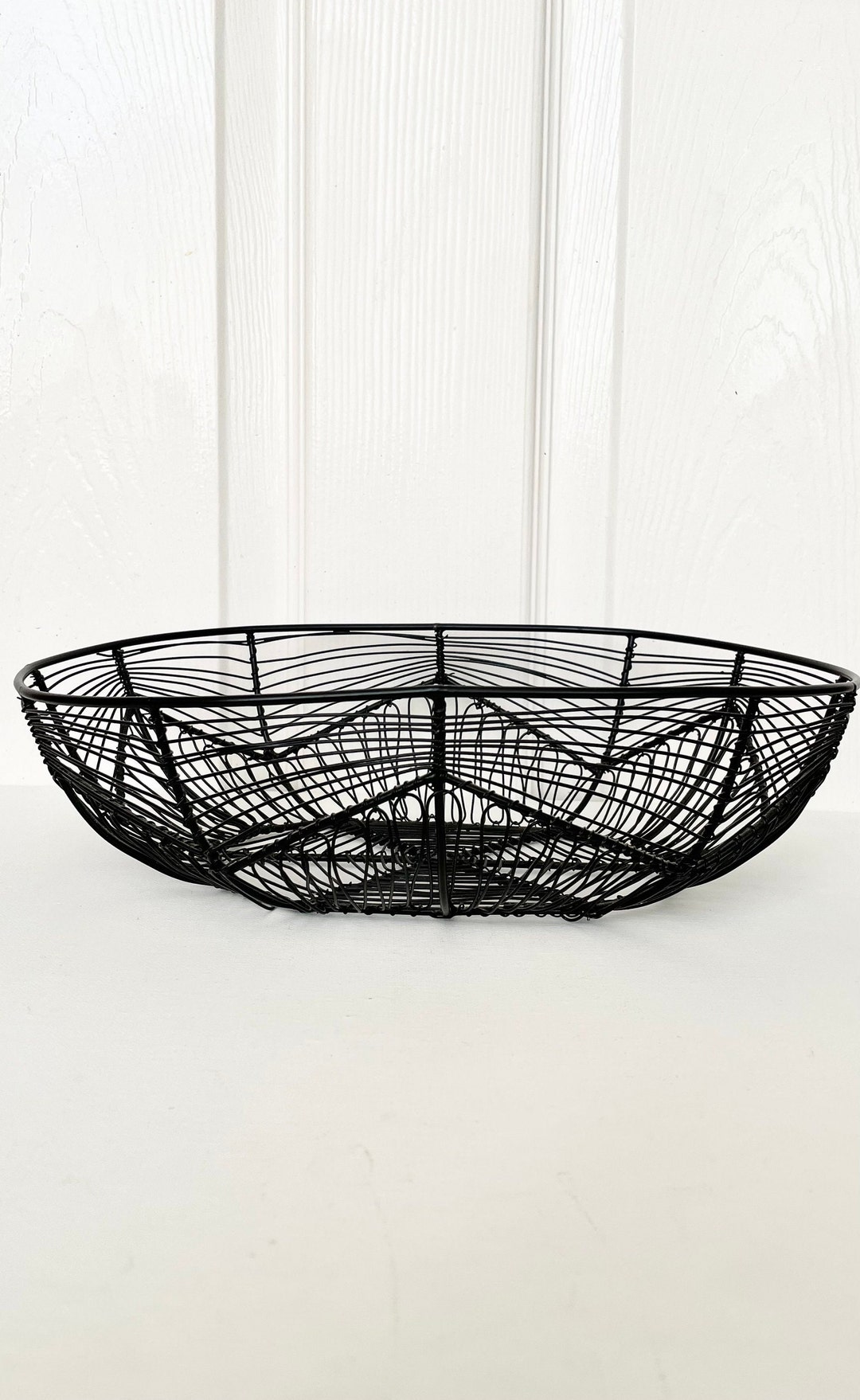 Vintage Oval Black Wire Basket,decorative Basket, Country Style