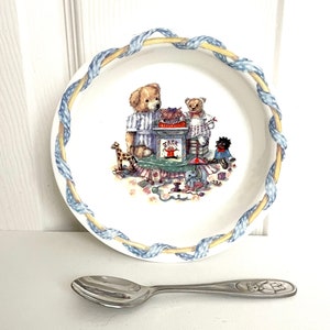 Vintage Queens Tales of Teddies Poringer and Spoon -With Original Box - Colour Box Fine Bone China