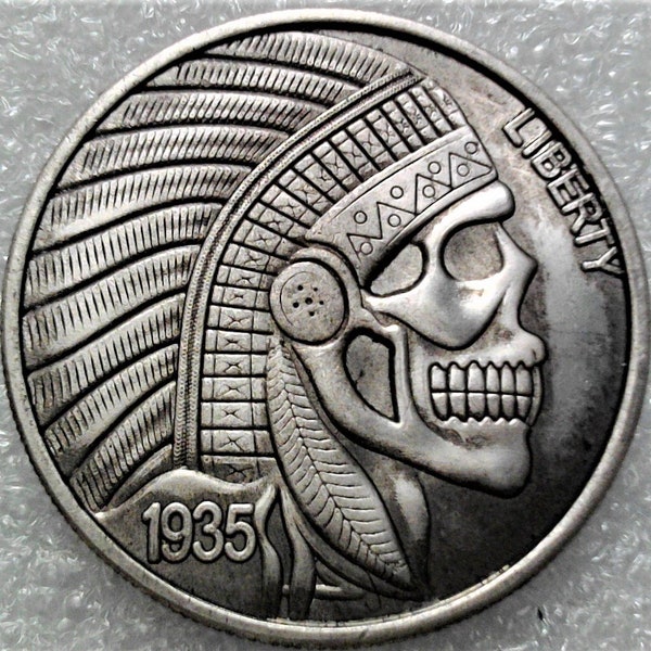 Hobo Coin - Indian Skull Head Buffalo Nickel - Hobo Nickel - Hobo Morgan Dollar