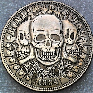 Hobo Coin - 3 Morphing Skull Heads Hobo Coin - Hobo Nickel