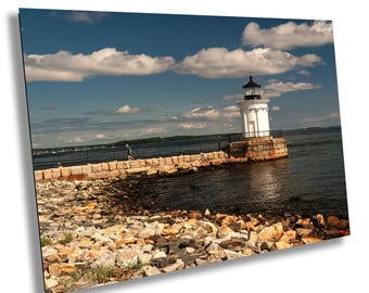 Impresión en lienzo del faro Portland Breakwater (Bug Light), Portland, Maine: Arte costero de Maine