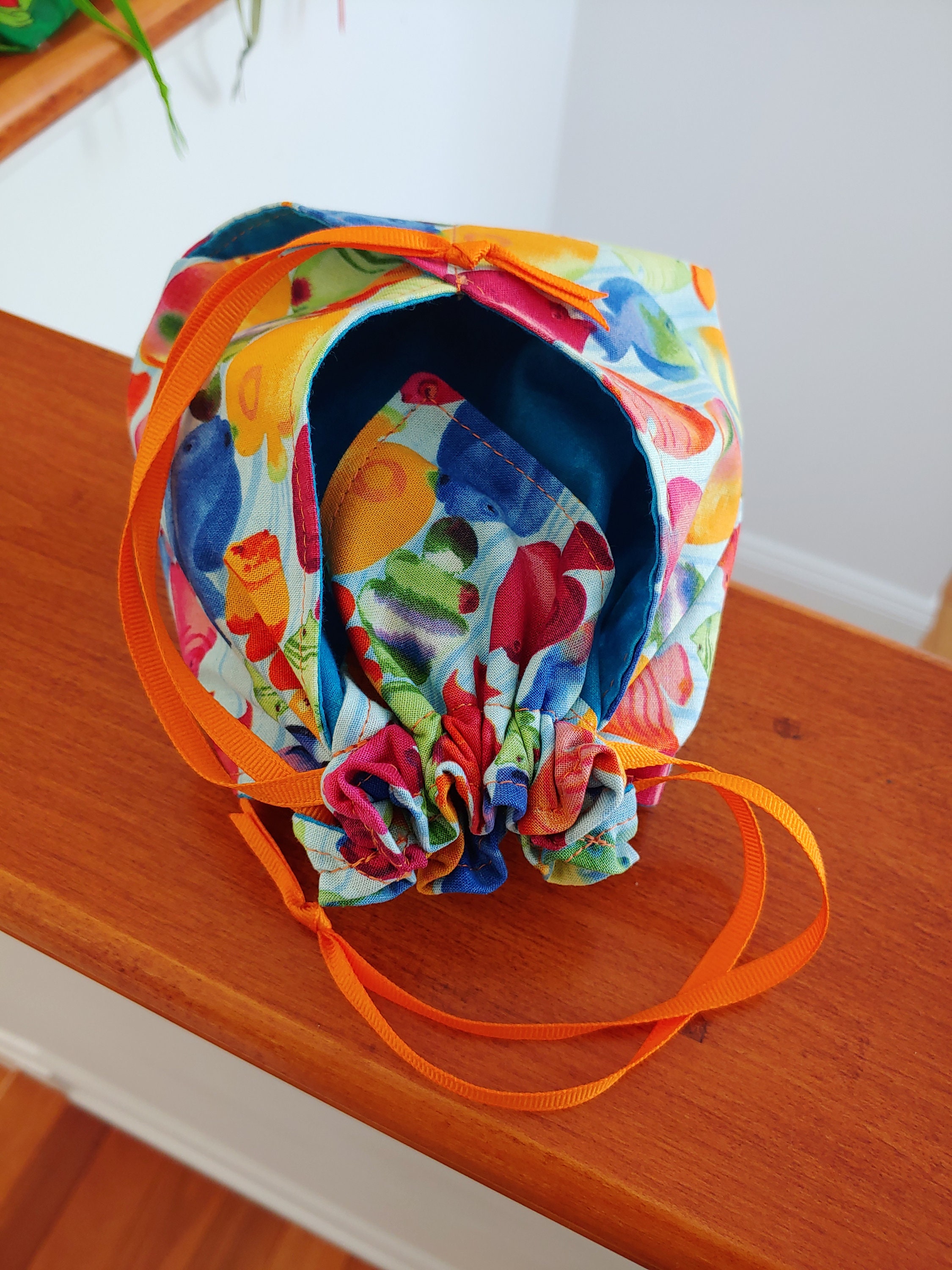 Origami Drawstring Backpack Handmade Origami Drawstring Pouch, Colorful Fish Pattern, Travel ...