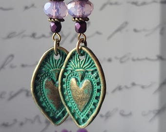 Mykonos Sacred Heart Dangle Earrings