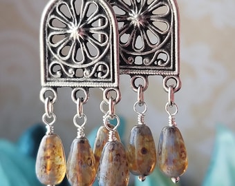 Mykonos Filigree Fringed Dangle Earrings