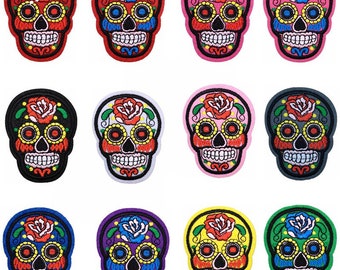 Lot 12 Mexican skull patch, embroidered iron-on patch, iron on patch, sewing patch, customize clothing and accessories