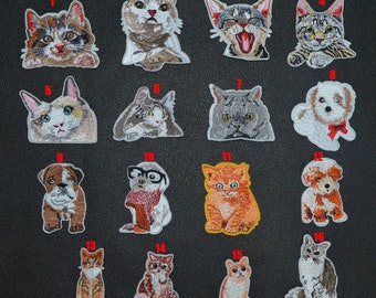 Lot 16 Cute Cat Dog Large Patch Set Embroidered 2-3” Tall Sew/Iron On Patches