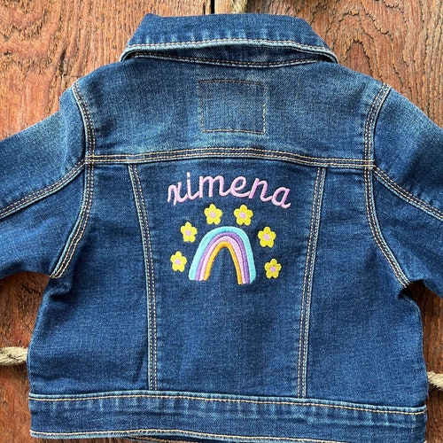Toddler Embroidered Denim Jacket Etsy