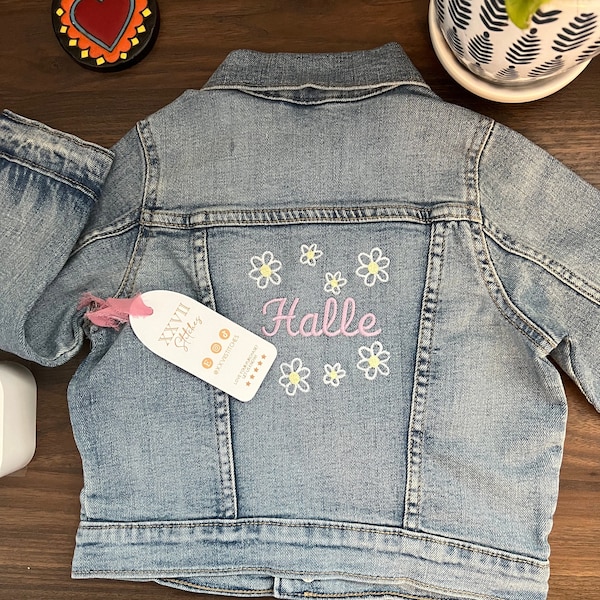 Daisies Embroidered Jacket | Daisies Embroidered Sweater | Levi's Jacket | Customized Sweater | Toddler Denim Jacket