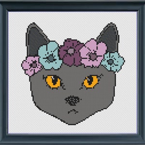 Grey Cat Cross Stitch Pattern image 3