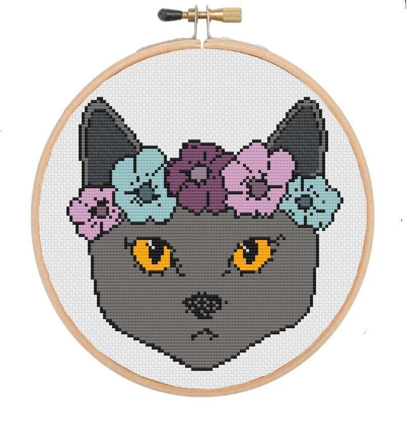 Grey Cat Cross Stitch Pattern image 2