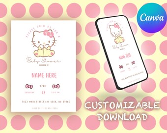 Hello kitty hotsell baby shower invitations