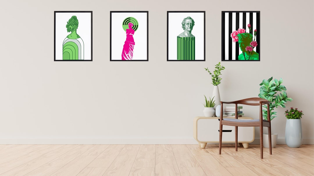 Modern Wall Art Set of 4 Eclectic Prints Abstract Art - Etsy