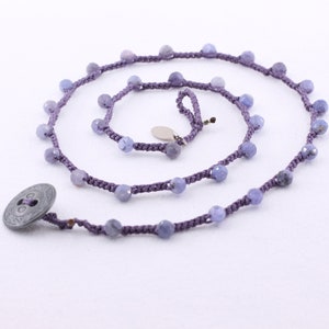 Tanzanite | À facettes | Gris Bleu Violet | Collier au crochet avec pierre Inligo | Fait main | Pierre précieuse | Précieux | Semi-précieuse | Simple | Minimal