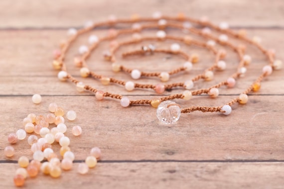 Red Botswana | Oranges | Handmade | Inligo Stone Crochet Necklace | Gemstone | Precious | Semi precious | Simple | Minimal