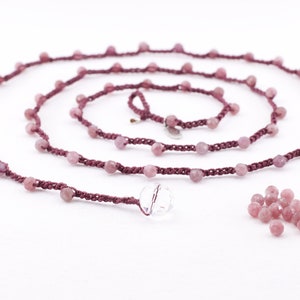Tourmaline Lepidolite | Faceted | Soft Pinks | Handmade | Inligo Stone Crochet Necklace | Gemstone | Precious | SemiPrecious | Simple | Mnml