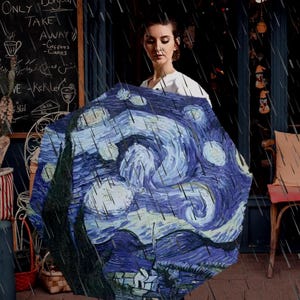 Van Gogh umbrella, Starry Night umbrella, Art umbrella, Artistic umbrella, Stylish umbrella, Gift for her, Creative umbrella