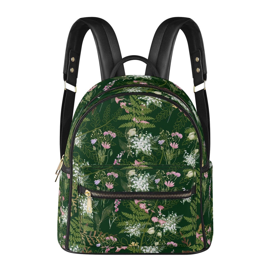 Fern Wildflower Vegan Leather Backpack- Vintage Cottage Core Style ...