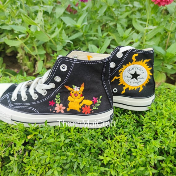Embroidered Pikachu Converse Pikachu Shoes Custom Converse - Etsy