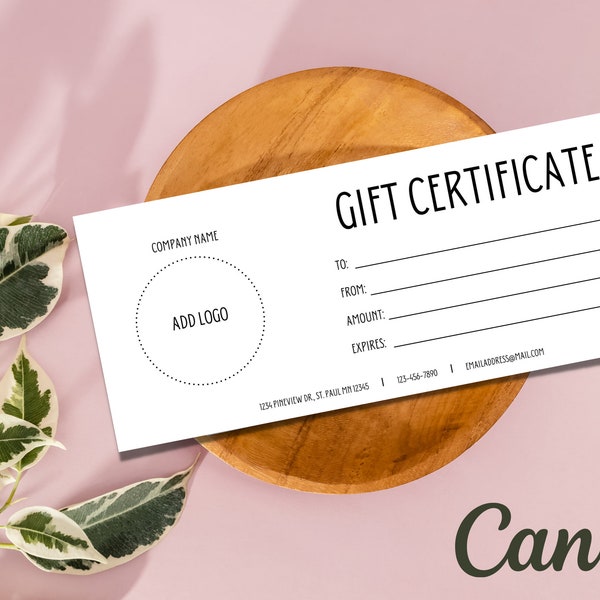 ADD LOGO, Minimalist Gift Certificate Template, DIY Gift Certificate, Editable Gift Voucher, Printable Gift Card, Gift for You, Coupon