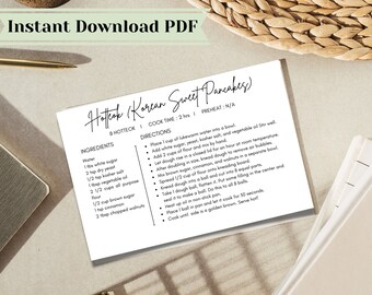 Minimal Recipe Card Template, Digital Recipe Card, Editable Recipe, Modern Recipe, Printable Recipe, Personalized Recipe, Recipe Photo Card