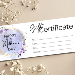 Mother&#39;s Day Gift Voucher, Mother&#39;s Day Gift Certificate, Mother&#39;s Day, Last Minute Ideas, Floral Voucher Template, DIY Gift Card, Mother