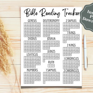 Bible Reading Tracker, Bible Reading Log, Bible Reading Plan, Digital Christian Planner, Bible Log, Bible Plan, Bible Tracker, Bible Chapter