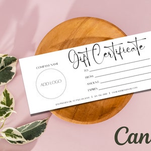 ADD LOGO, Minimalist Geschenkgutschein Vorlage, DIY Geschenkgutschein, bearbeitbarer Geschenkgutschein, druckbare Geschenkkarte, Geschenk für Sie, Coupon